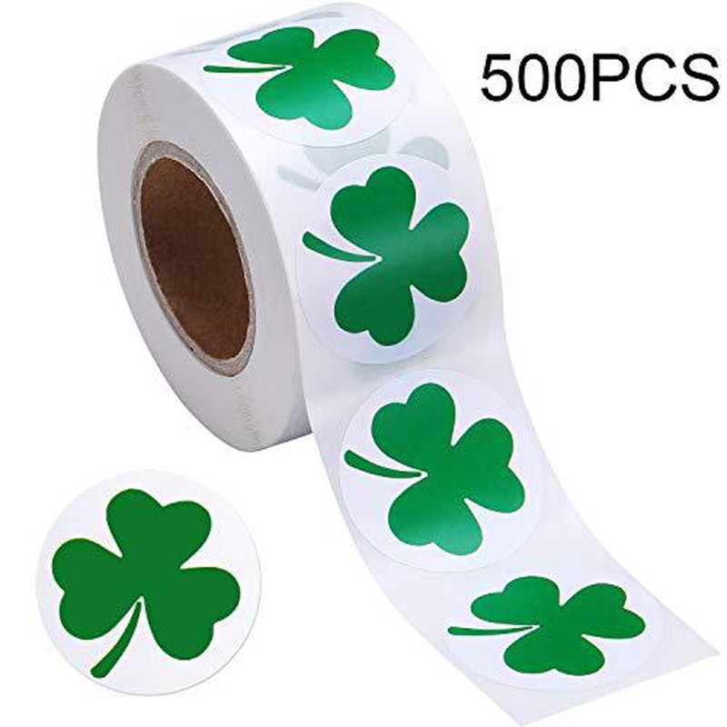ป ้ าย 50-500 ชิ ้ น เซนต ์ สติ ๊ กเกอร ์ วัน Patrick Shamrock ม ้ วนสติกเกอร ์ 1 นิ ้ วฉลากกาวสําหรับเด ็ กตกแต ่ งเครื ่ องเขียนสติกเกอร ์