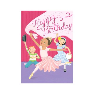 eeBoo Dancing Girls Birthday Card - การ์ดอวยพรวันเกิด ลายนักบัลเลต์