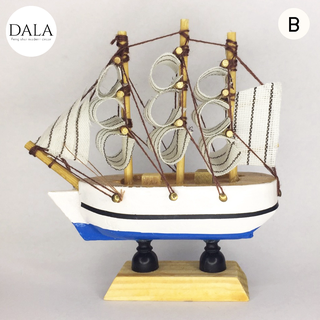 DALA ฮวงจุ้ย - เรือสำเภาจีน เรือไม้ เรือมงคล จิ๋ว 9 cm เสริมฮวงจุ้ย ของแต่งบ้าน ของตกแต่งบ้าน เรือสำเภามงคล เรือเล็ก