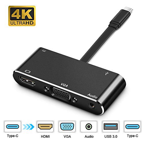 สาย USB Type-C 5 in 1 เป็น USB 3.0 + HDMI + VGA + USB-C + Audio King-Master