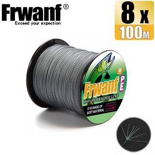 Frwanf สายเอ็นตกปลาถัก PE X8 สีเทา 6-300LB 100 ม. 8 เส้น