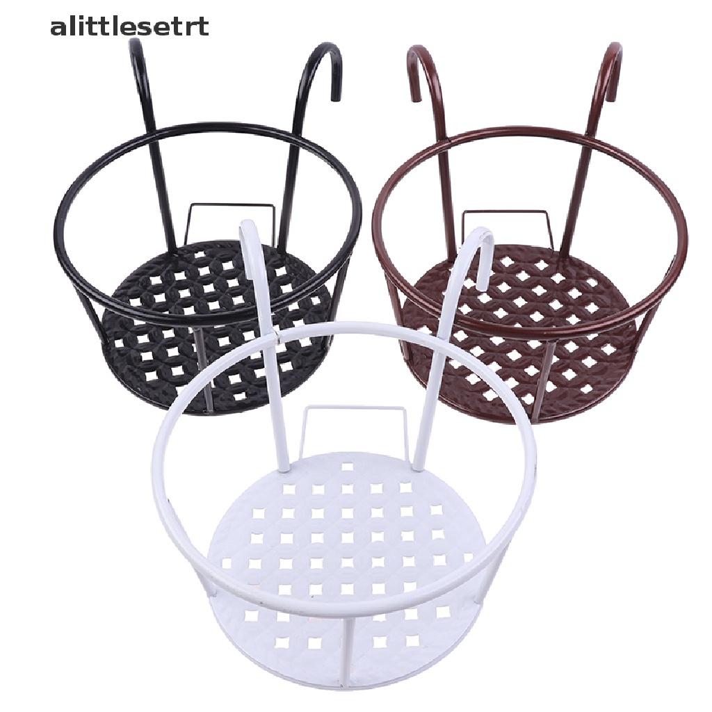 TRT Outdoor Hanging Basket Plant Iron Racks Fence Balcony Round Flower ...