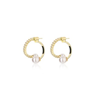 ต่างหูคริสตัลแบบเปิดครึ่ง Half Open Crystal Pearl Earrings