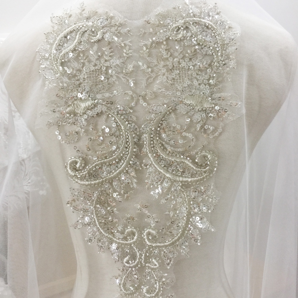 1 Pc Handmade Rhinestone คริสตัล Appliques เย็บชุดแต่งงาน Patch อุปกรณ์ตกแต่ง 41*21 ซม.