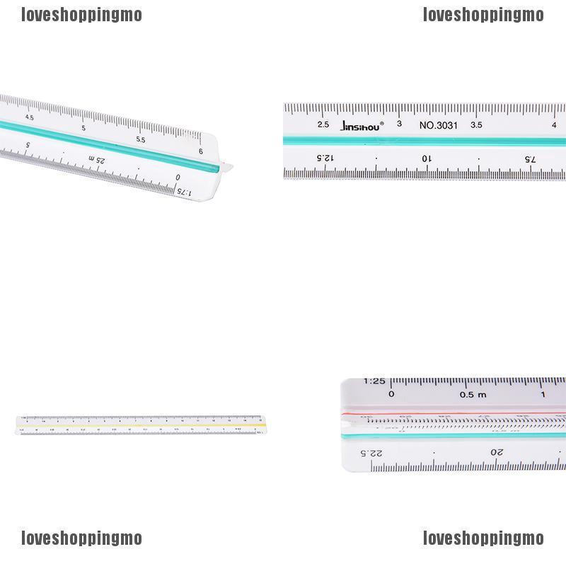 ไม้บรรทัดพลาสติก ทรงสามเหลี่ยม สเกล 1:20 1:25 1:50 1:75 1:100 1:125