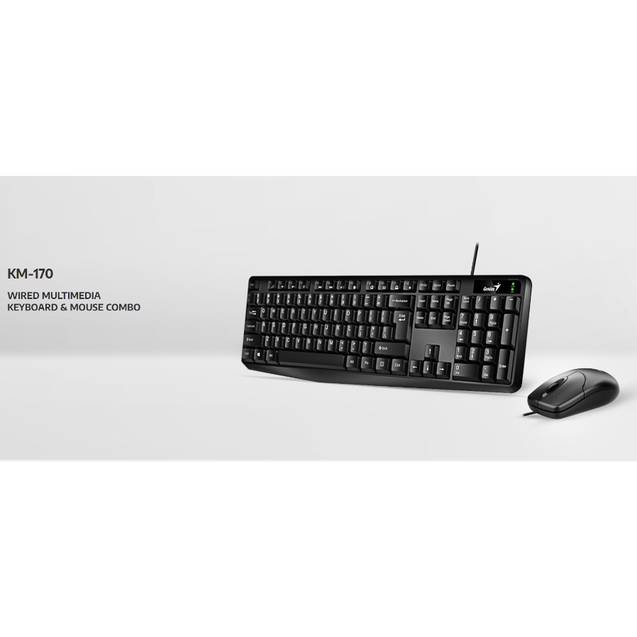 KEYBOARD & MOUSE (คีย์บอร์ดและเมาส์) GENIUS COMBO SET KM-170 (EN/TH) (BLACK)