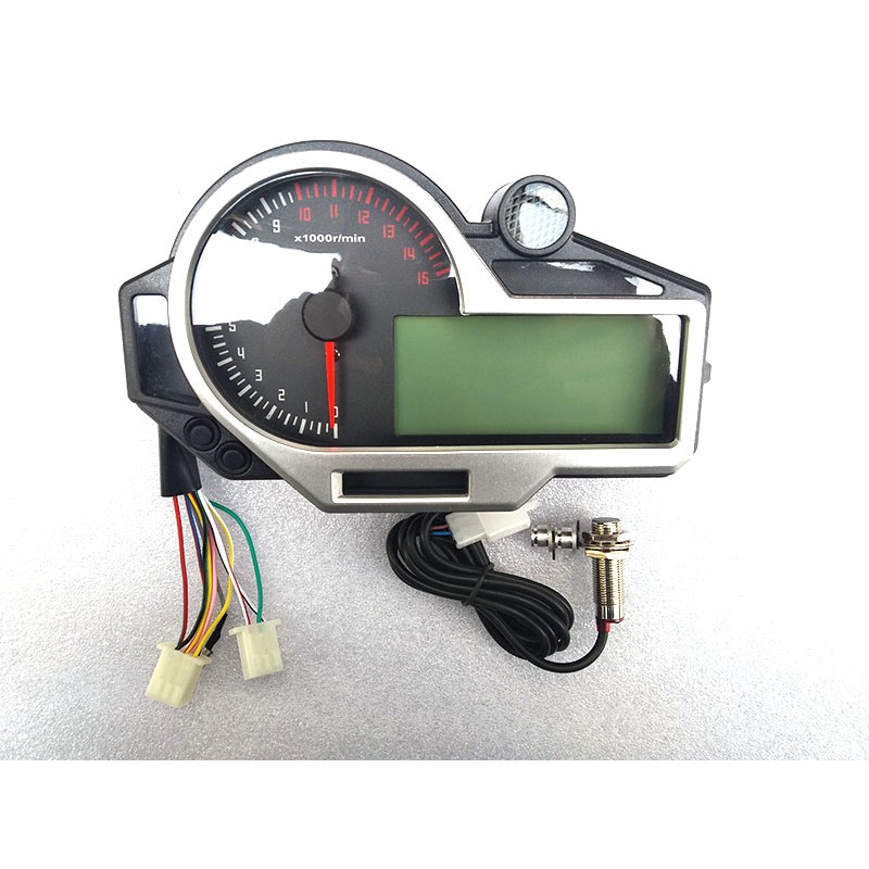 รถจักรยานยนต์ที่มีสีสัน LED LCD N 1-6 ไฟล์ดิจิตอล Speedometer เครื่องวัดระยะทาง Tachometer อุณหภูมิน้ําและน้ํามัน Instrumentatio
