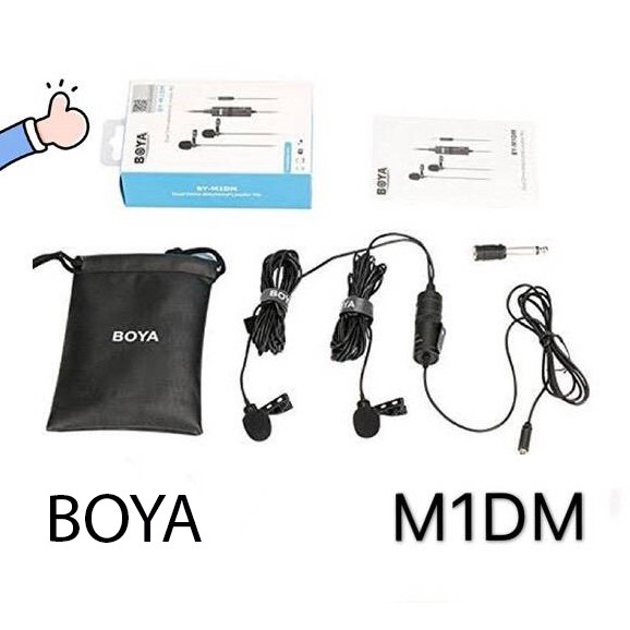 BOYA BY-M1DM Dual Omnidirectional Lavalier Microphone Clip-On Lapel Mic For Smartphones Cameras Camcorders Audio Recorde
