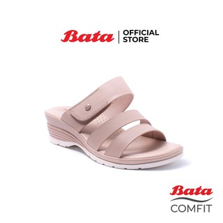 Bata Comfit บาจา คอมฟิต รองเท้าเพื่อสุขภาพ รองเท้าแตะสูง 2.5 นิ้ว พื้นนิ่ม ใส่สบาย สำหรับผู้หญิง รุ่น Zusi สีเบจ 6618903