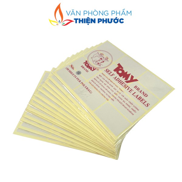 กระดาษรูปลอก Tomy A5 สีขาวพร้อมกาวมีกาวในตัวทุกขนาด (รหัส 99-124) THIEN PHUOC