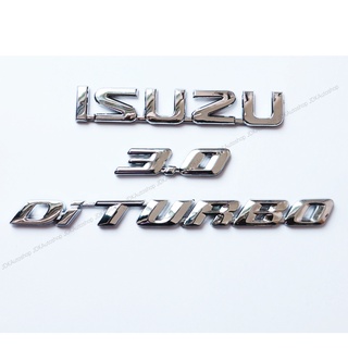 โลโก้ ชุด 3 ชิ้น ISUZU 3.0 Di TURBO สีโครเมี่ยม สำหรับ ติดฝาท้าย อีซูซุ ดีแม็ก ISUZU D-MAX ปี 2002 ขึ้นไป