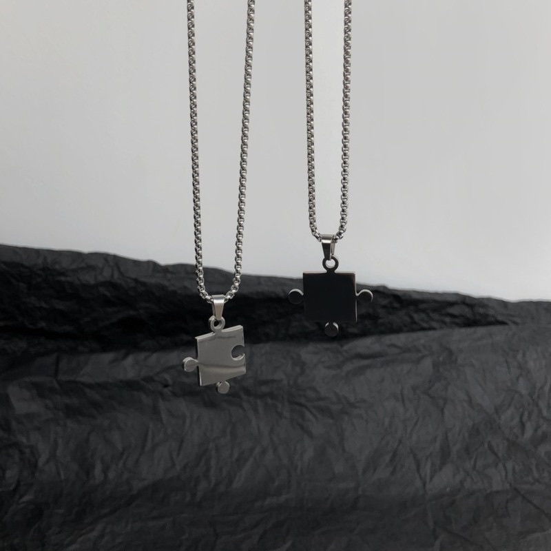 【 พร้อมส่ง 】Jigsaw Necklace สร้อยคู่จิ๊กซอว์
