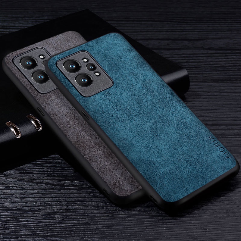 เคสหนัง ป้องกันลายนิ้วมือ สีพื้น แบบเรียบง่าย สําหรับ Realme GT 2 Pro GT2