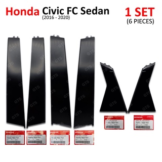 ชุด ฝาปิดเสากลางประตู 4 ประตู สีดำเงา สำหรับ Honda Civic รุ่น FC RS 4ประตู ปี 2016-2020