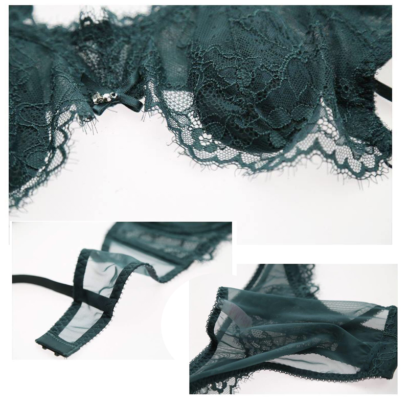 Women's thin cotton lining cup sexy lace bra - รูปที่ 6