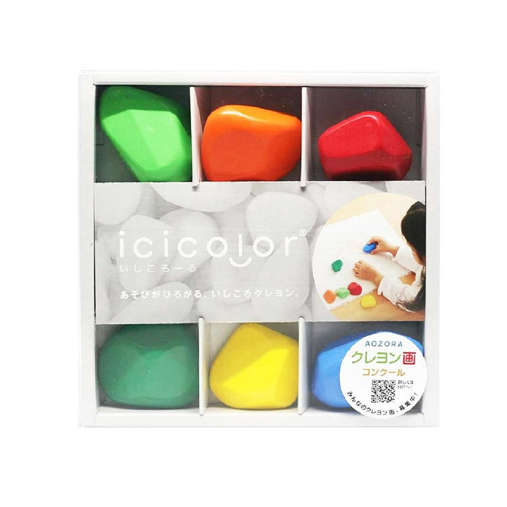AOZORA สีเทียนสหรับเด็กไอซีไอ icicolor 6-colour stone-shaped non-toxic Crayons (300 g)