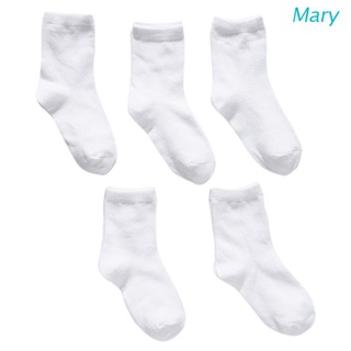 Mary 5 Pairs Kids Pure White Sock Baby Boy Girl Solid Breathable Cotton Sport Spring