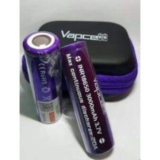 ถ่าน แท้ 100% Vapcell สีม่วง 3000 Mah 20A (2 ก้อน 355฿) แถมกระเป๋าใส่ถ่าน 1 ใบ