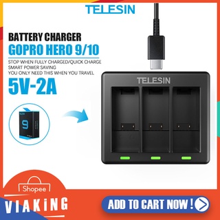 แท่นชาร์จแบตกล้อง Telesin แท่นชาร์จแบต ที่ชาร์จแบต 3ช่อง BCG-902 โกโปร Charger Battery 3Channel For GoPro Hero 9/10