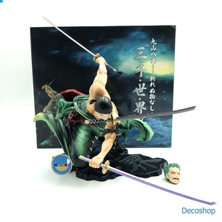 โมเดล ของเล่น วันพีช โรโรโนอา โซโร Roronoa Zoro Three Thousand Worlds One Piece หัวเปลี่ยนได้ โมเดลของขวัญของเล่นทำมือ