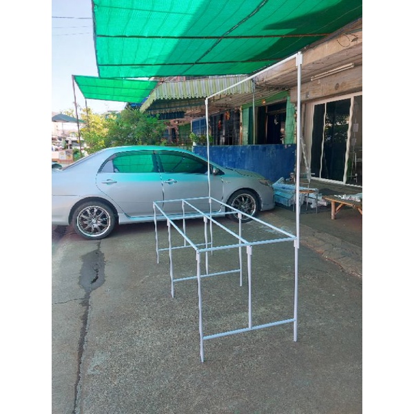 ขาโต๊ะเหล็กสูง80cm.กว้าง74cm.ยาว2m.+พร้อมชุดแผงหลังครบชุด (แบบไสลด์แผงบน)