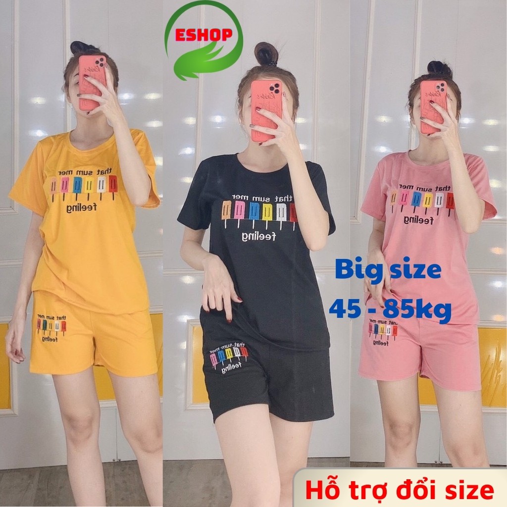 Eshop bigsize ฤดูร้อนผู้หญิงเสื้อผ้าชุดสวมใส่กีฬาผ้าฝ้ายเสื้อยืดสําหรับสวยกลางอายุกางเกงขาสั้นชายหาด