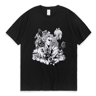 คอลูกเรือ【Boutique T-shirt】เสื้อยืดแขนสั้น ผ้าฝ้าย พิมพ์ลายอนิเมะ Jojos Bizarre Adventure สไตล์ญี่ปุ่น ฮาราจูกุ สําหรับผ