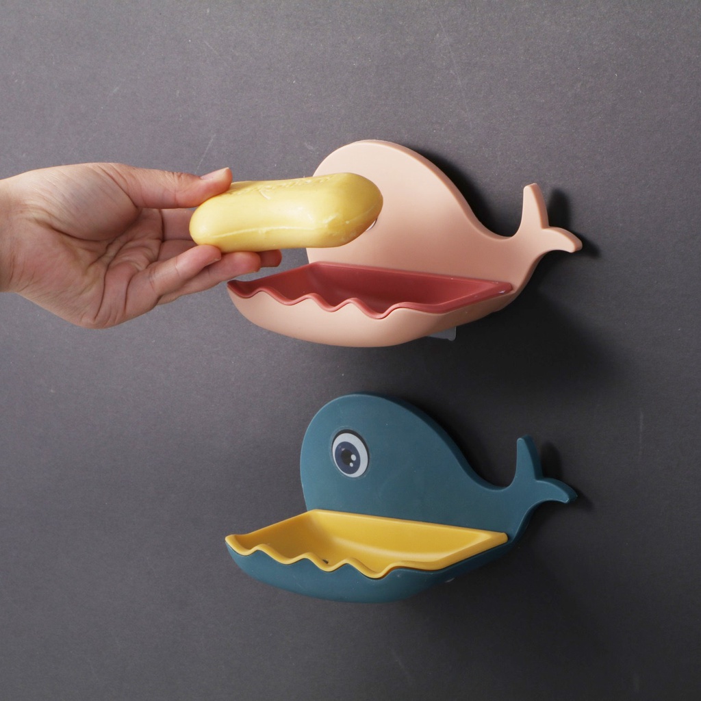 Jujiajia กล่องสบู่ รูปปลาวาฬ ขนาดเล็ก ติดผนัง ไม่ต้องเจาะรู สําหรับห้องน้ํา - รูปที่ 6