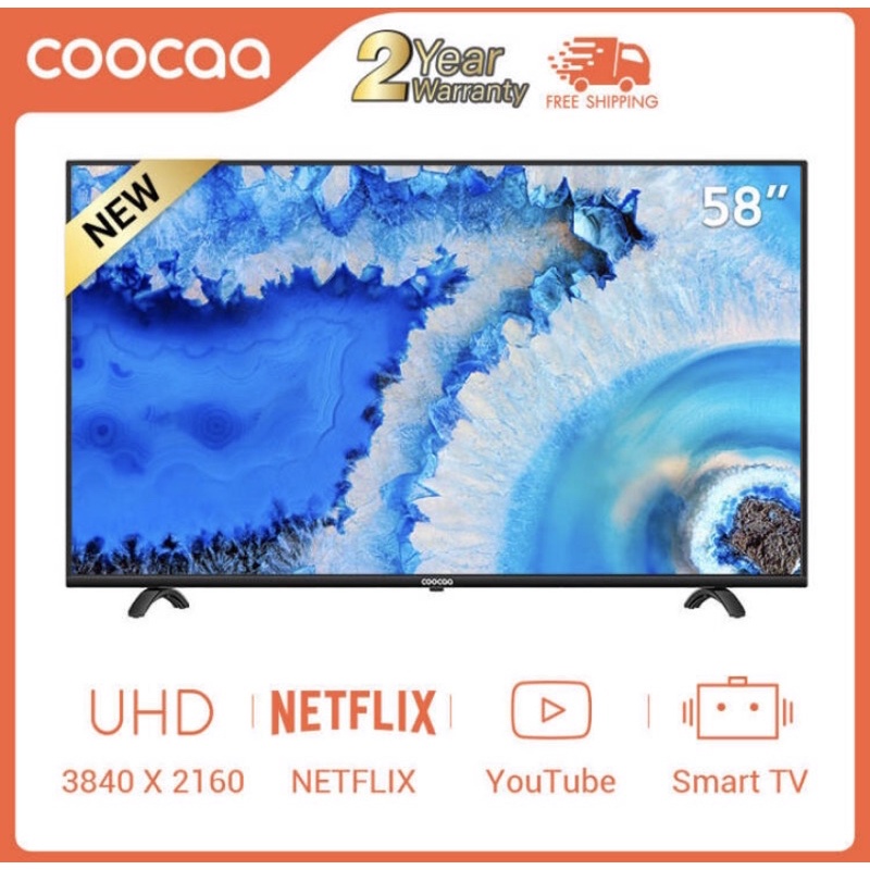 COOCAA ทีวี 55 นิ้ว LED 4K UHD Wifi internet Smart TV (รุ่น 55S3C) -HDMI-USB-Netflix &amp;Youtube