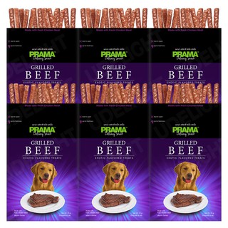 ขนมสุนัข Prama Stick รสเนื้อย่าง 70 กรัม (6 ซอง) PRAMA Dog Treat Grilled Beef Flavor Dog Snack 70g (6 pouches)