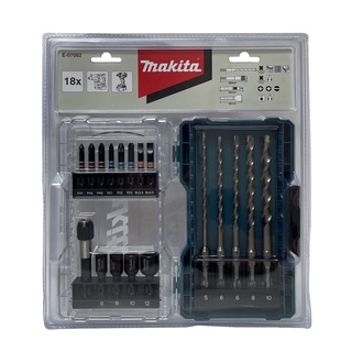 E-07082 MAKITA ชุดรวมดอกสว่านและดอกไขควง18 ชิ้น/ชุด 18pcs bit set with clear case,NZ