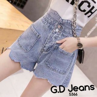 G.D.Jeans รุ่น 5366 #กางเกงยีนสขาสั้นผ้าด้านเอวสูงมีกระเป๋าหน้าแบบเก๋ๆ  💦💦