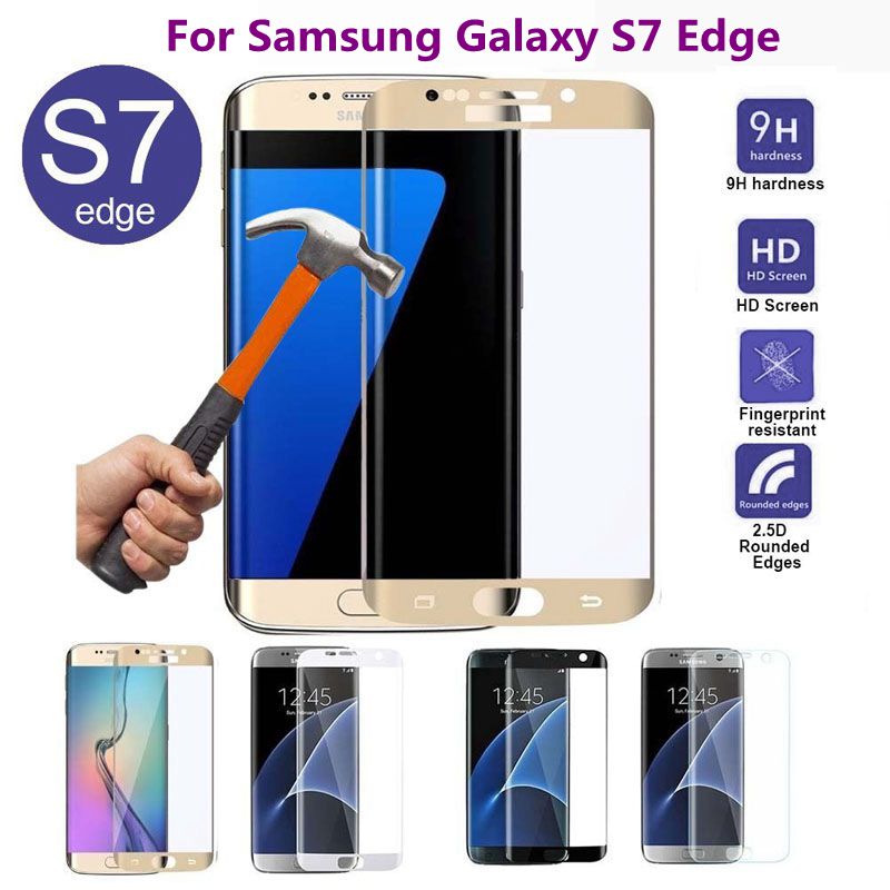 กระจกนิรภัยโค้ง 3D สําหรับ Samsung Galaxy S7 Edge ฝาครอบเต็มหน้าจอป้องกันการระเบิดฟิล์มป้องกันหน้าจอ