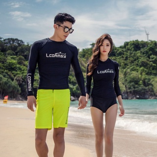 BBB Men’s Women’s Long-Sleeved Quick Drying Split Swimsuits Rash Guard Sunscreen Snorkeling Surfing Swimwear Swimming Trunks Beach Trunks Couple Sets