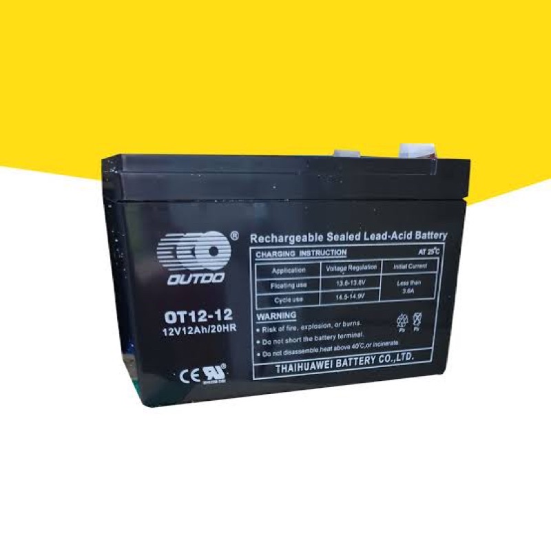 OUTDO แบตเตอร์รี่ Battery 20Ah 12V GEL (ประกันสินค้า 2 ปี) แบตเตอรี่ 20Ah แบตเตอรี่สำรองไฟ battery U