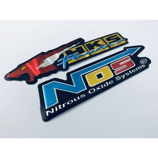 สติ๊กเกอร์ NOS HKS สติกเกอร์ แต่งรถ Racing ติดรถ รถยนต์ รถกระบะ รถมอเตอร์ไซค์ 3D ตัวนูน ติดกระจก ข้างรถ ท้ายรถ 2ชิ้น