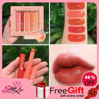 stick peach hangfang 5 pcs lip set เซตลิปแบบหมุน 5แท่ง