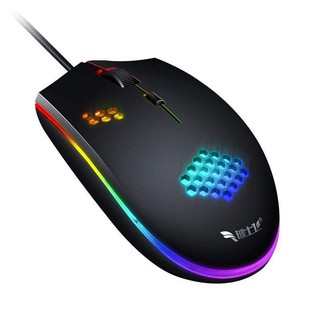 เมาส์สำหรับเล่นเกม M55 เมาส์เล่นเกม (พร้อมไฟ RGB) เสียงปุ่มปิดเสียงสามารถใช้กับสมาร์ททีวี (สีดำ)