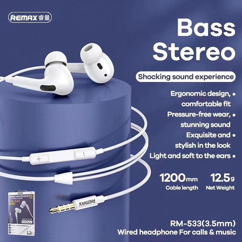 Remax รุ่น Rm-533 3.5MM music bass stereo to Aux หูฟัง สมอลล์ทอล์ค คุย ...