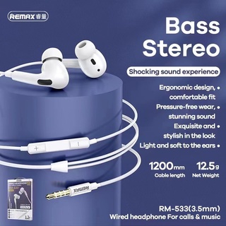 Remax รุ่น Rm-533 {3.5MM} music bass stereo to Aux หูฟัง สมอลล์ทอล์ค คุยโทรศัพท์ได้ พร้อมส่ง