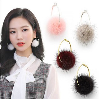 ***ต่างหูปอมๆ + ห่วง Pom-Pom earring ต่างหูขนฟูนิ่มๆ น่ารักฝุดๆ ;3 ต่างหูแฟชั่นเกาหลี ก้านเงิน92.5% made in Korea****