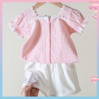 1-5-year-old baby girl Summer clothing Western style suit children Korean style doll shirt fashionable shorts princess two-piece set