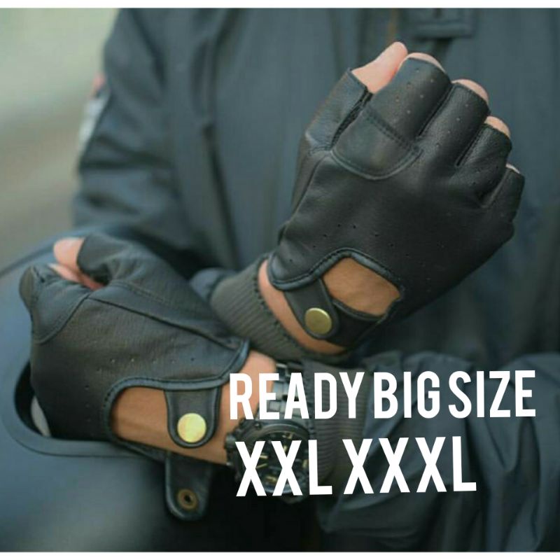 ถุงมือหนัง 211 ถุงมือมอเตอร์ไซค์ ชาย หญิง พร้อมไซด์ใหญ่ ตัวใหญ่ จัมโบ้ XXL.XXXL