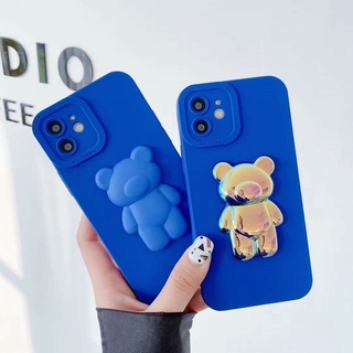 เคส Oppo A16 A74 5G A53 A33 A31 2020 Reno 6 5 Pro Reno5 4G 5G F11 VIVO Y20 Y20S Y20S G Y12i Y12A Y12S 2021 Y17 Y12 Y15 Y12i Y52S Y31S S1 Straight Edge Fine hole Full Shockproof laser Bear Silicon Soft Phone Case