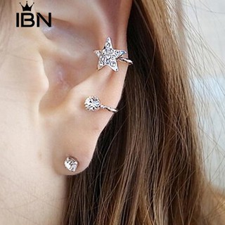 * Ibn 1 ชิ้นต่างหู Elegant Earrings Rhinestone หูข้อมือ Warp Clip Ear Stud