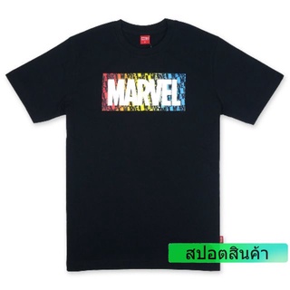 เสื้อยืดมาร์เวล ลิขสิทธิ์แท้ MARVEL-9350-BL สีดำ พิมพ์กำมะหยี่