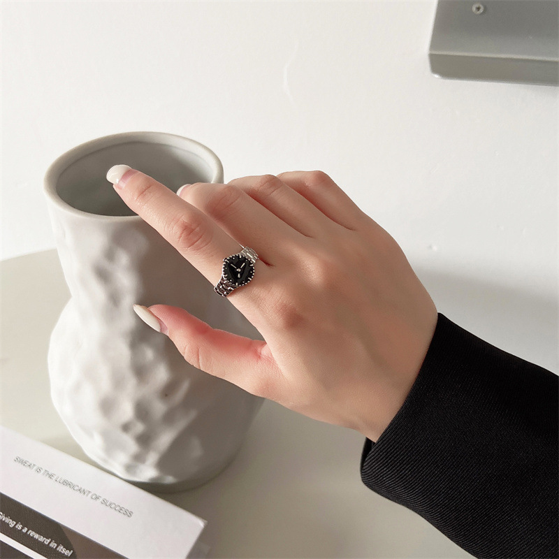 แหวนนาฬิกาข้อมือแฟชั่นย้อนยุคแบบ Dial แหวนนิ้วมือ