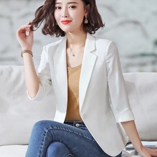 พร้อมส่ง--เสื้อสูท ผ้ายืด เหมาะกับคนทำงานหรือใส่เที่ยว เสื้อสวยงาม สี ดำ ขาว เหลืองสามสี#1129