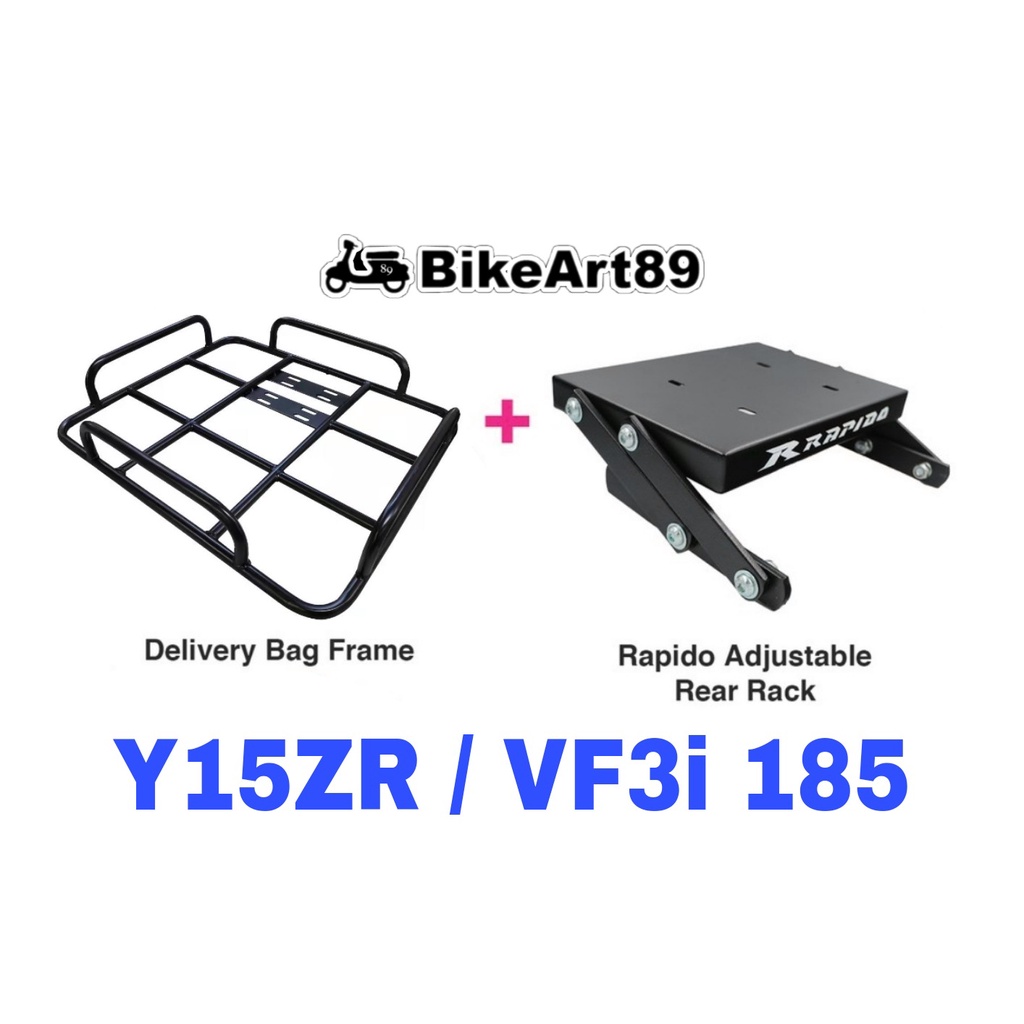 RAPIDO Monorack Y15ZR Y15 SYM VF3i 185 Foodpanda Grabfood Shopee กระเป๋าส่งอาหารกรอบ Tapak Ysuku อุป