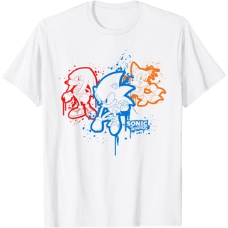 เสื้อยืดผ้าฝ้ายพรีเมี่ยม เสื้อยืด พิมพ์ลาย Sonic &amp; Friends สีสเปรย์